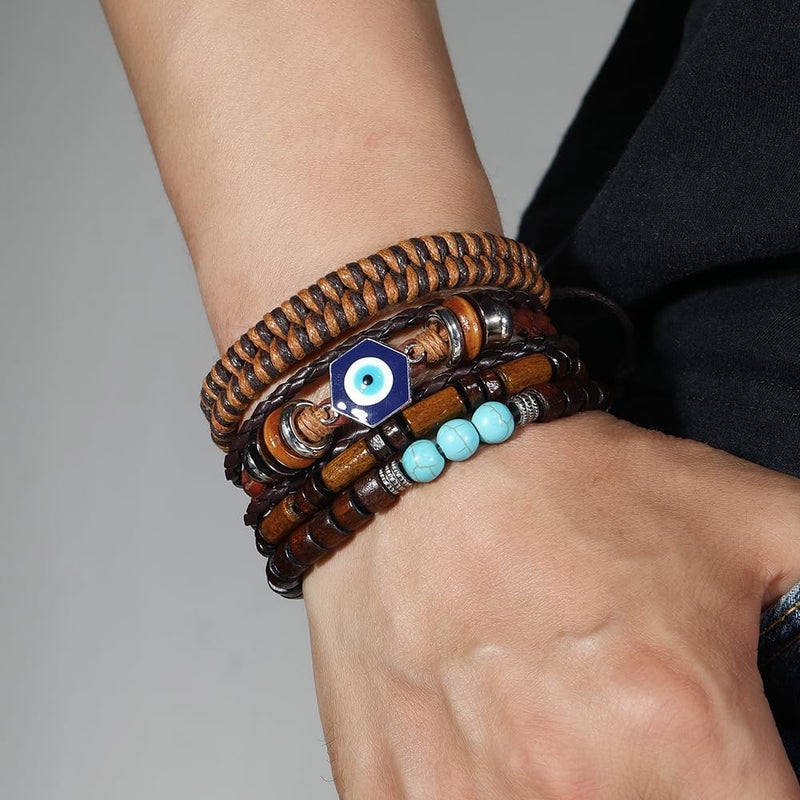 JAVMOO Gothic Bracelet Adjustable Punk Braided Leather Multilayer Grunge Set Bracelets Emo Metal Cuff Wrap Bangles Meaningful Gift - Image 5
